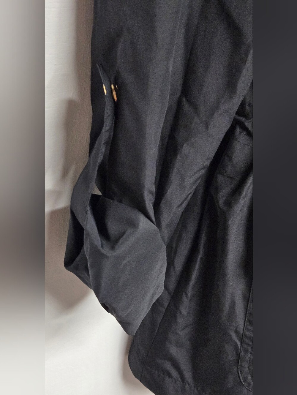 Style & Co Utility Windbreaker Jacket Black Gold Hardware Roll Tab Sleeves PS - Picture 3 of 7